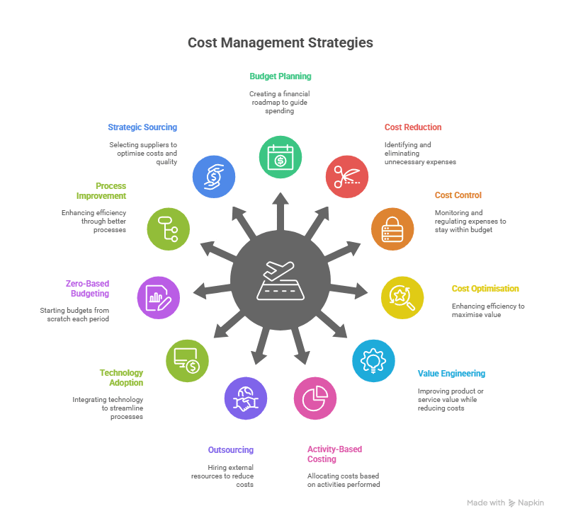 infographic on cost management strategies showcasing key methods