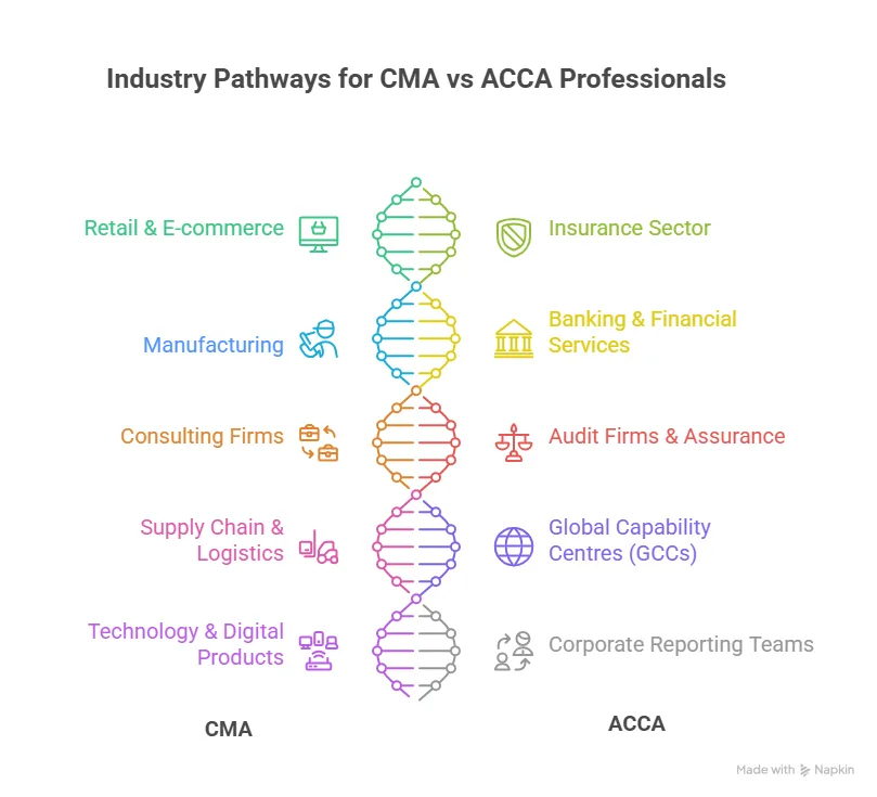 Industry Pathways for CMA vs ACCA Professionals
