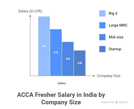 ACCA Freshers Salary in India by Company Size