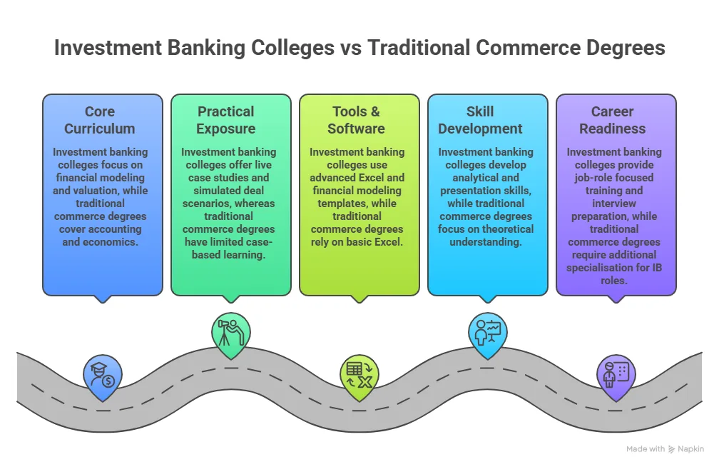 difference between a traditional commerce and investment banking colleges