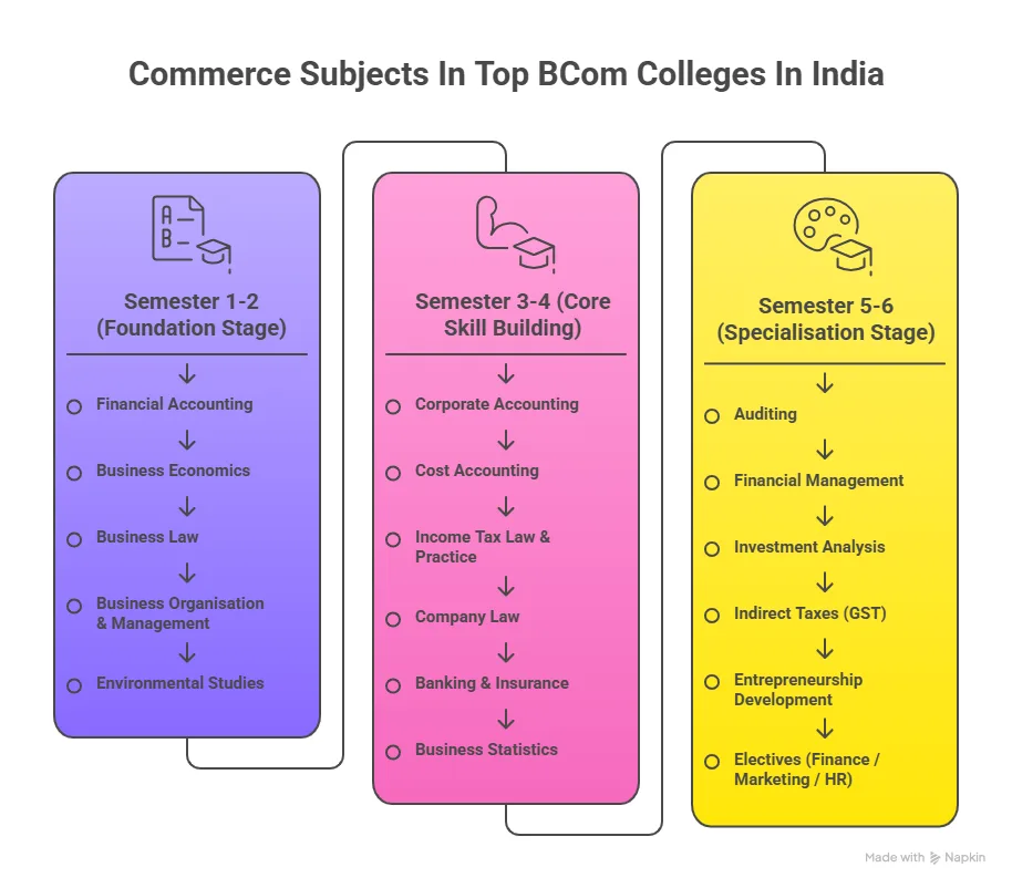 course curriculum in top bcom colleges in india