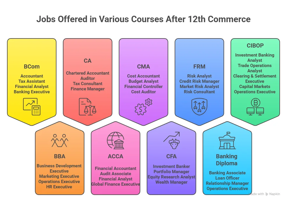 job roles in various courses after 12th commerce