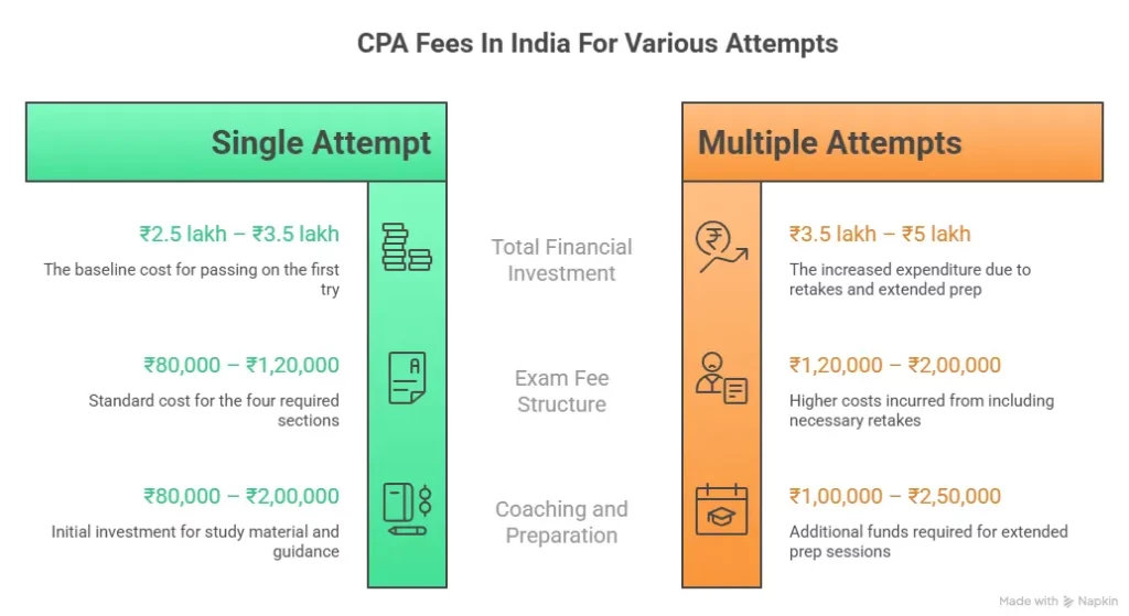 cpa fees in india for multiple attempts