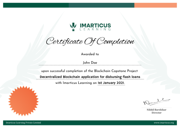Blockchain Capstone Project Completion Certificate